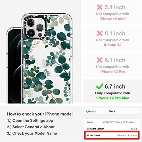 MOSNOVO תואם למקרה iPhone 12 Pro Max, [Buffertech ™ 6.6 ft Drop Impact] [Anti Peel Off Tech]